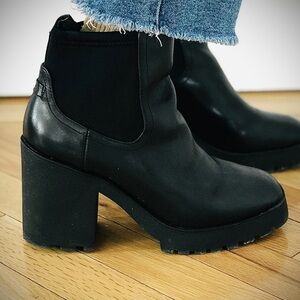 Aldo Black Chunky Heel Ankle Boots